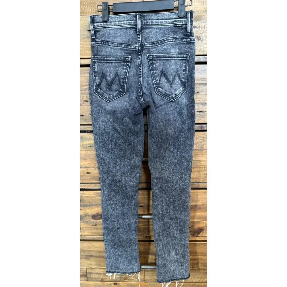 Mother Jeans Womens 24 Black High Waisted Rascal Ankle Snippet Train Stops Denim